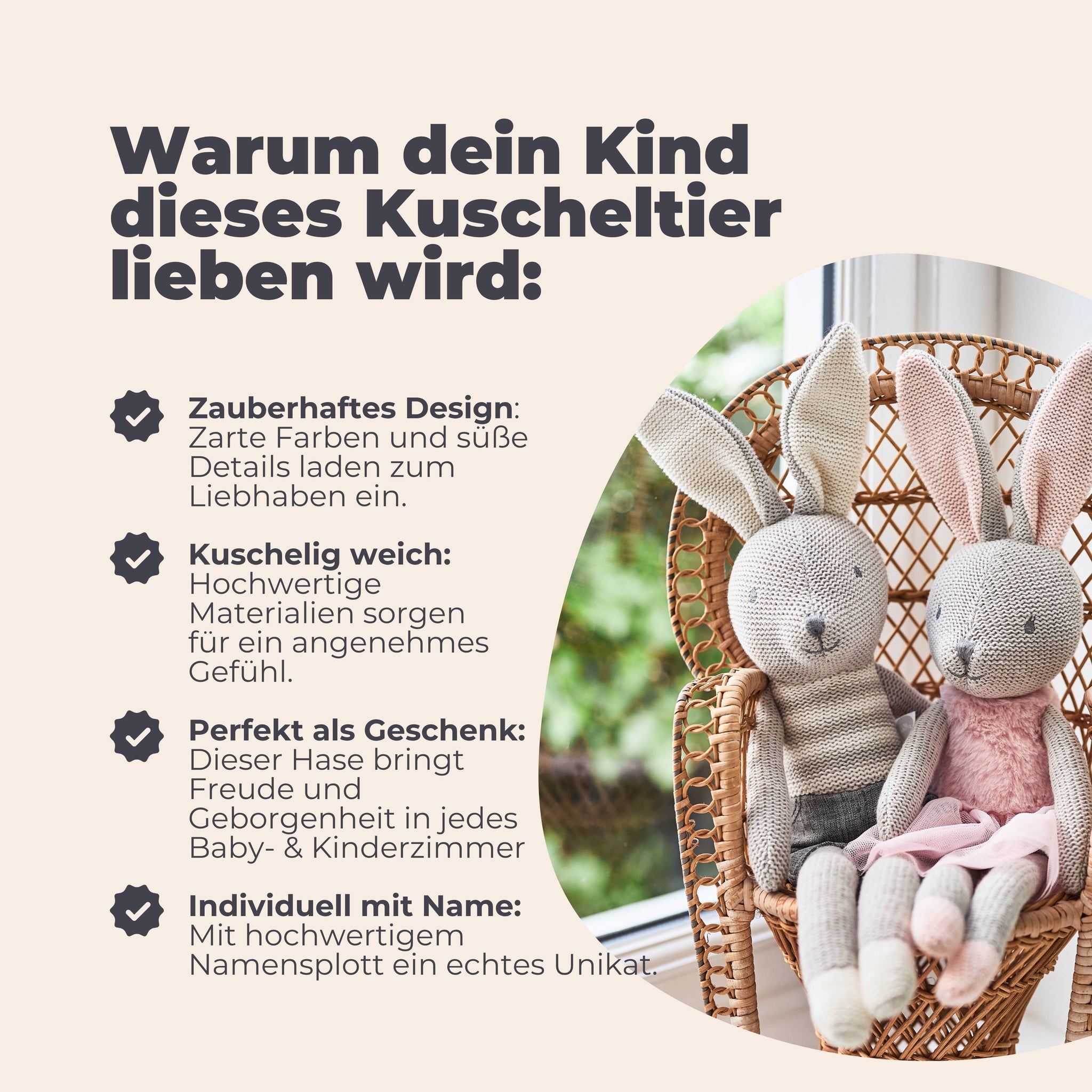 Jollein | Kuscheltier Hase rosa