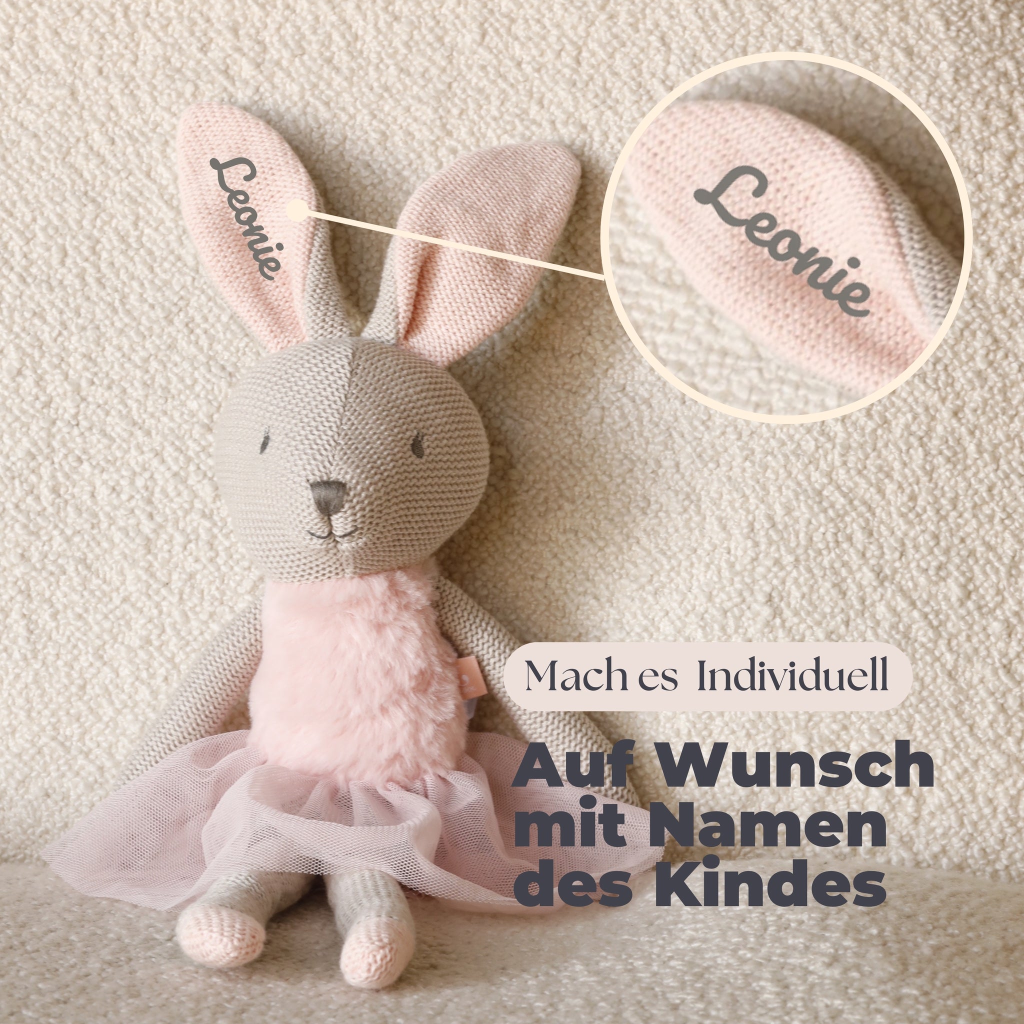 Jollein | Kuscheltier Hase rosa