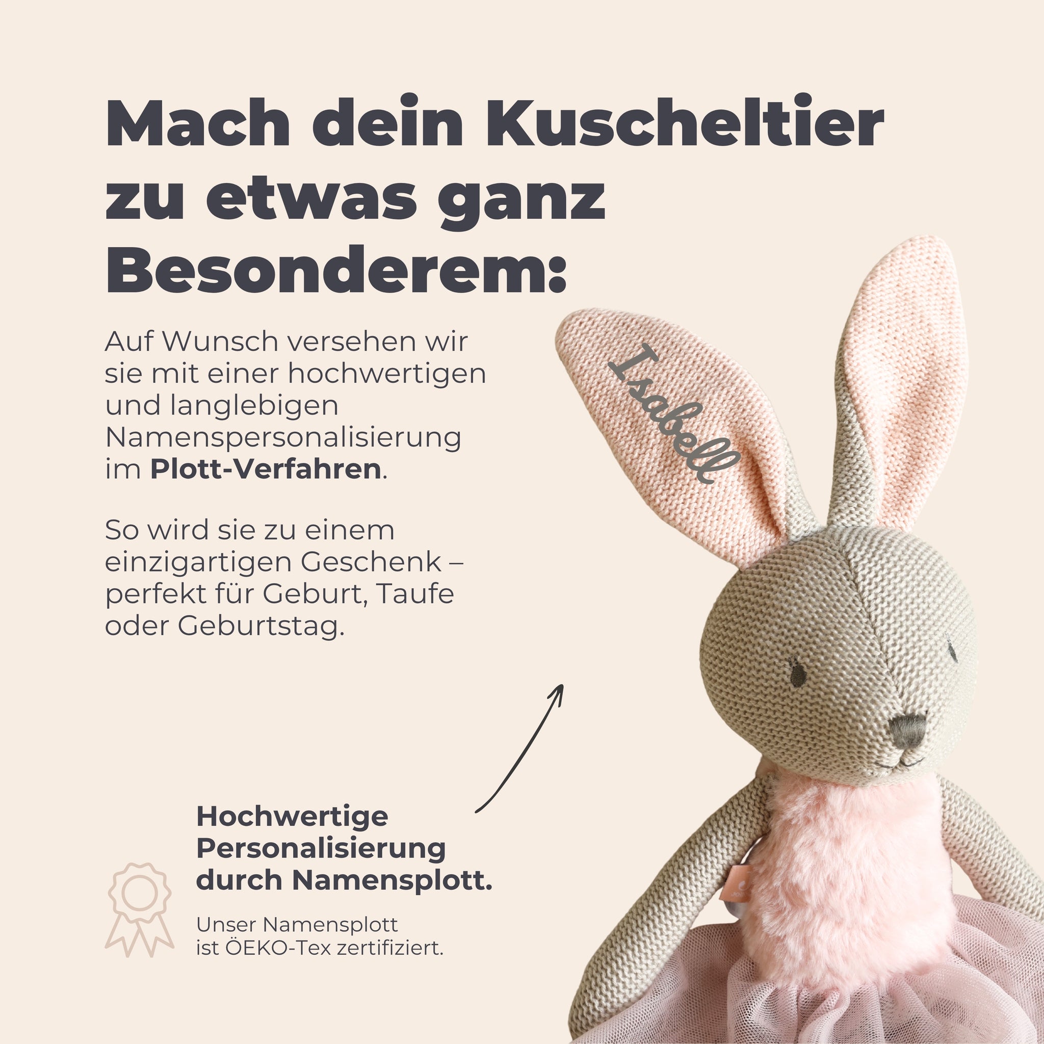 Jollein | Kuscheltier Hase rosa