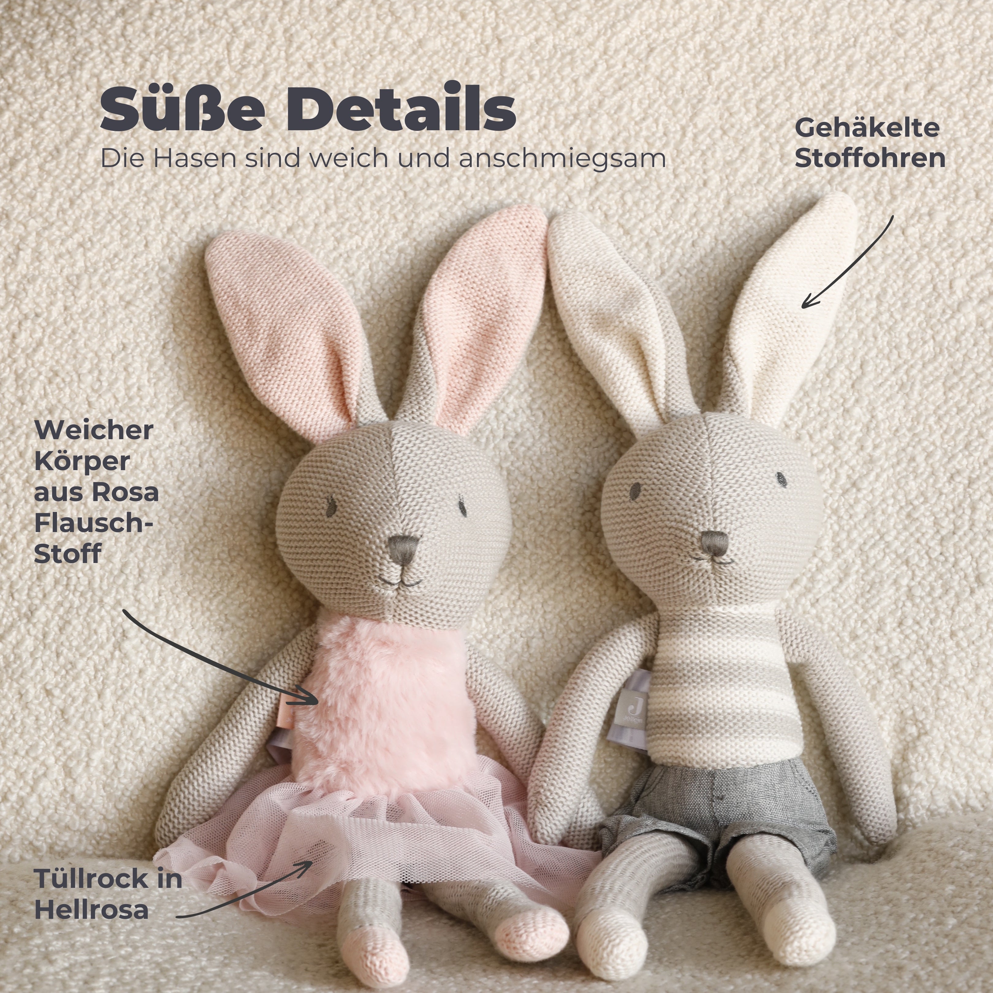 Jollein | Kuscheltier Hase rosa