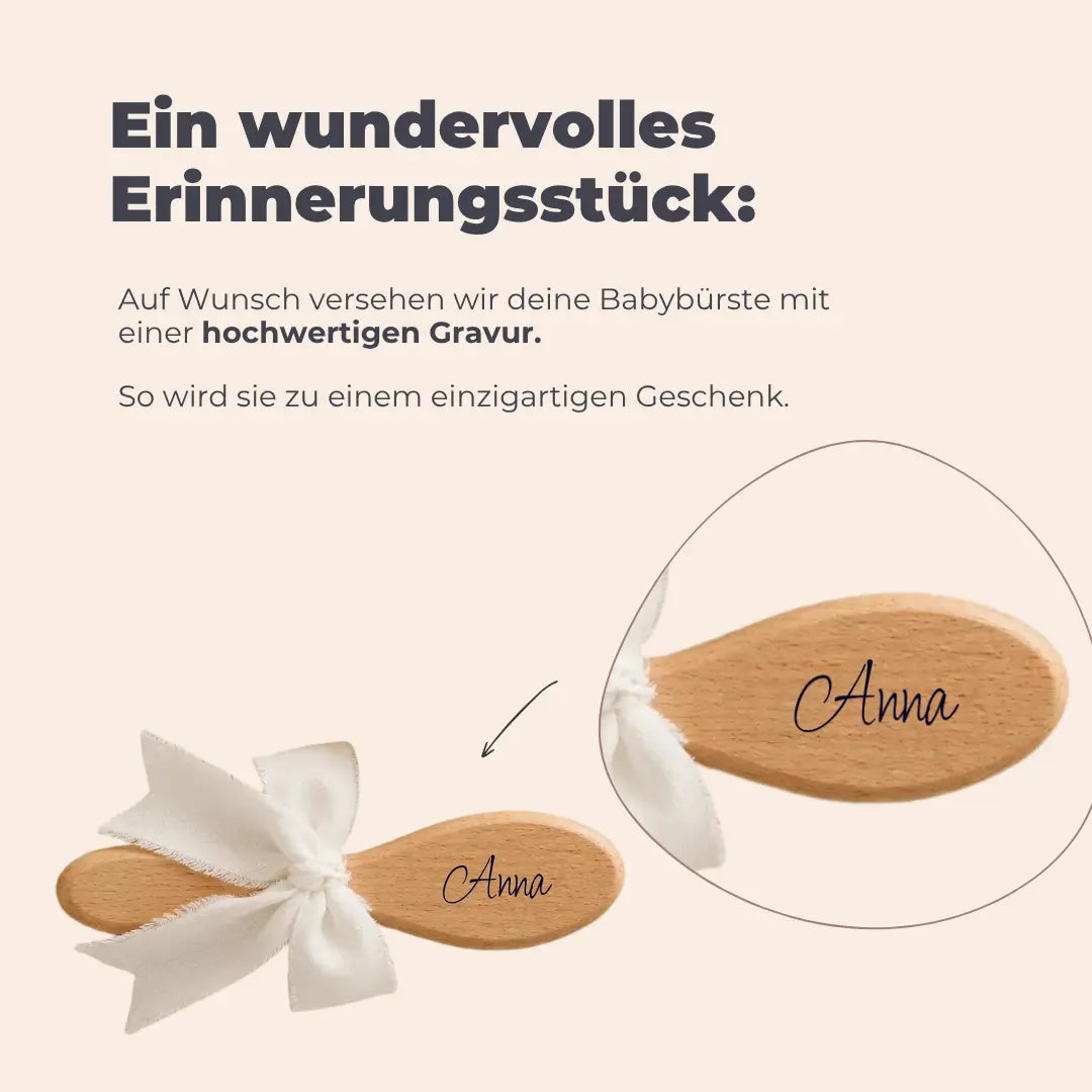 Babybürste aus Ziegenhaar, mit Namen personalisiert