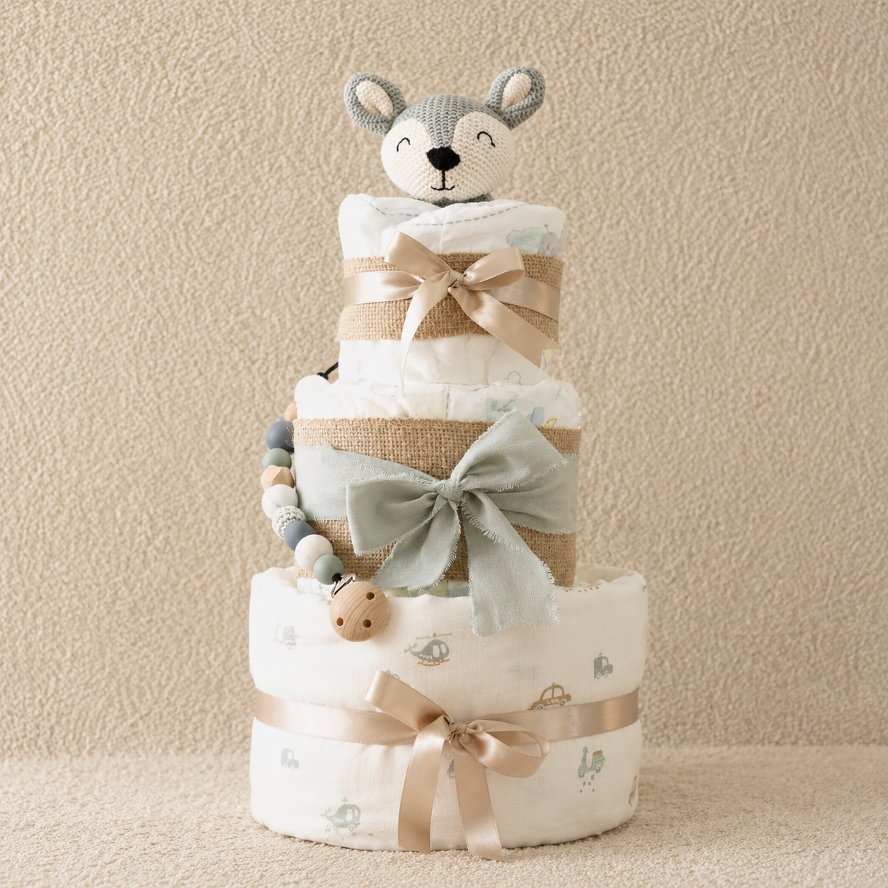 Windeltorte Junge Medium mit Pampers Größe 3 – Geschenk zur Geburt | LINDFALL®